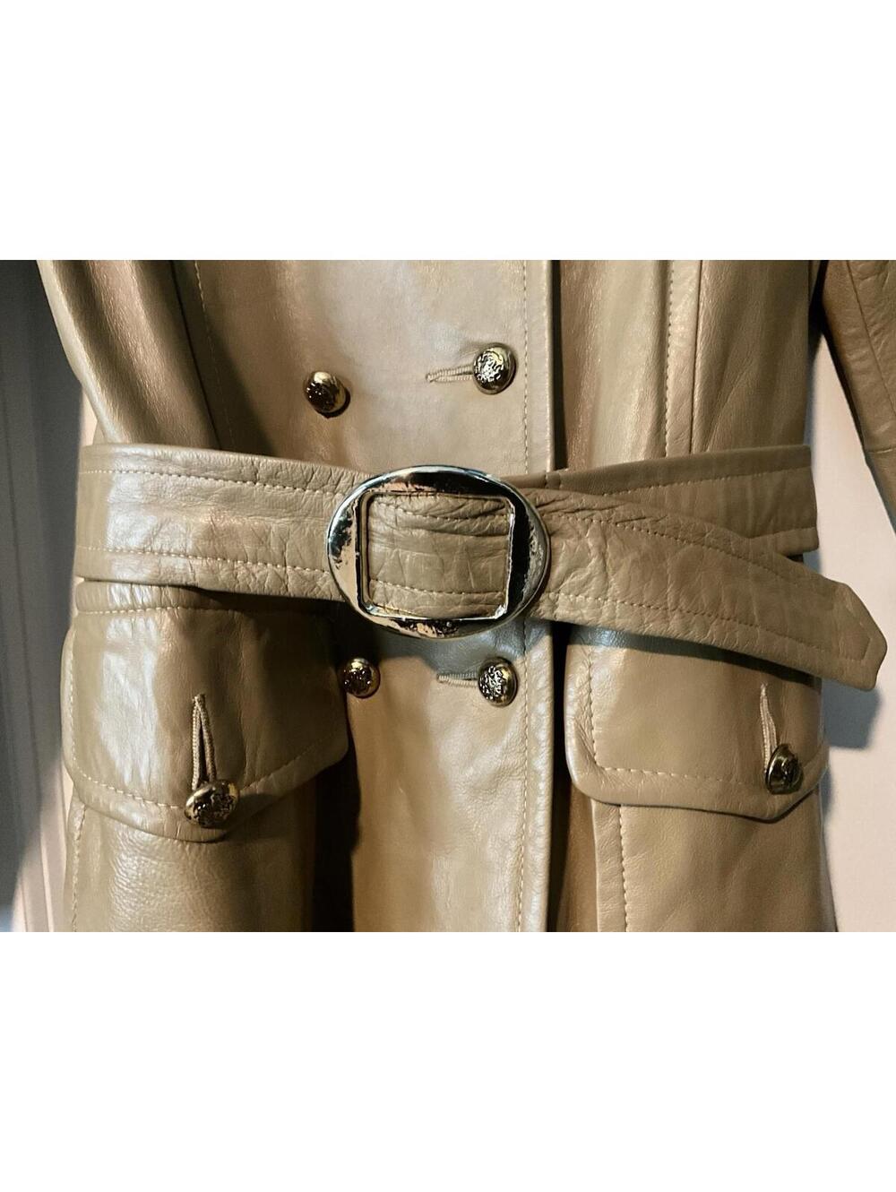 RARE Vintage Neiman Marcus Leather Double-Breasted Women’s Trench XS/S - Picture 4 of 7